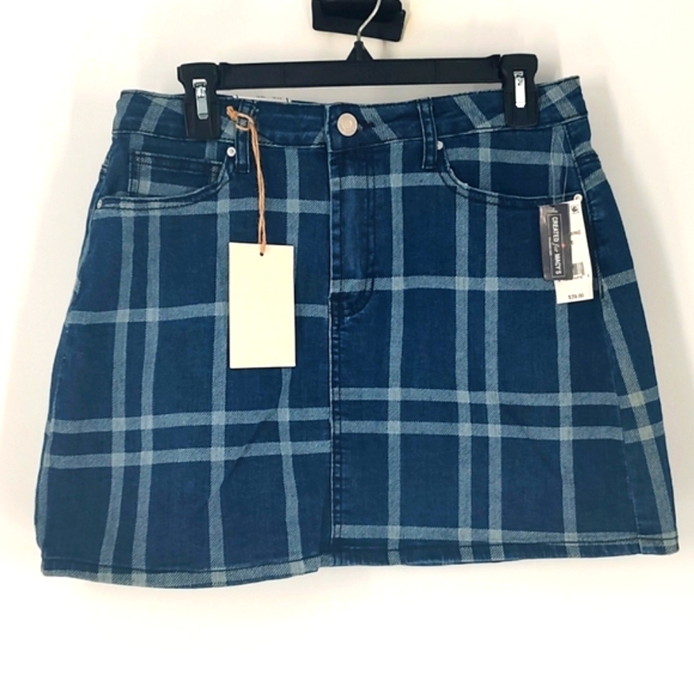Indigo Rein Junior Checkered Blue Jean Skirt
